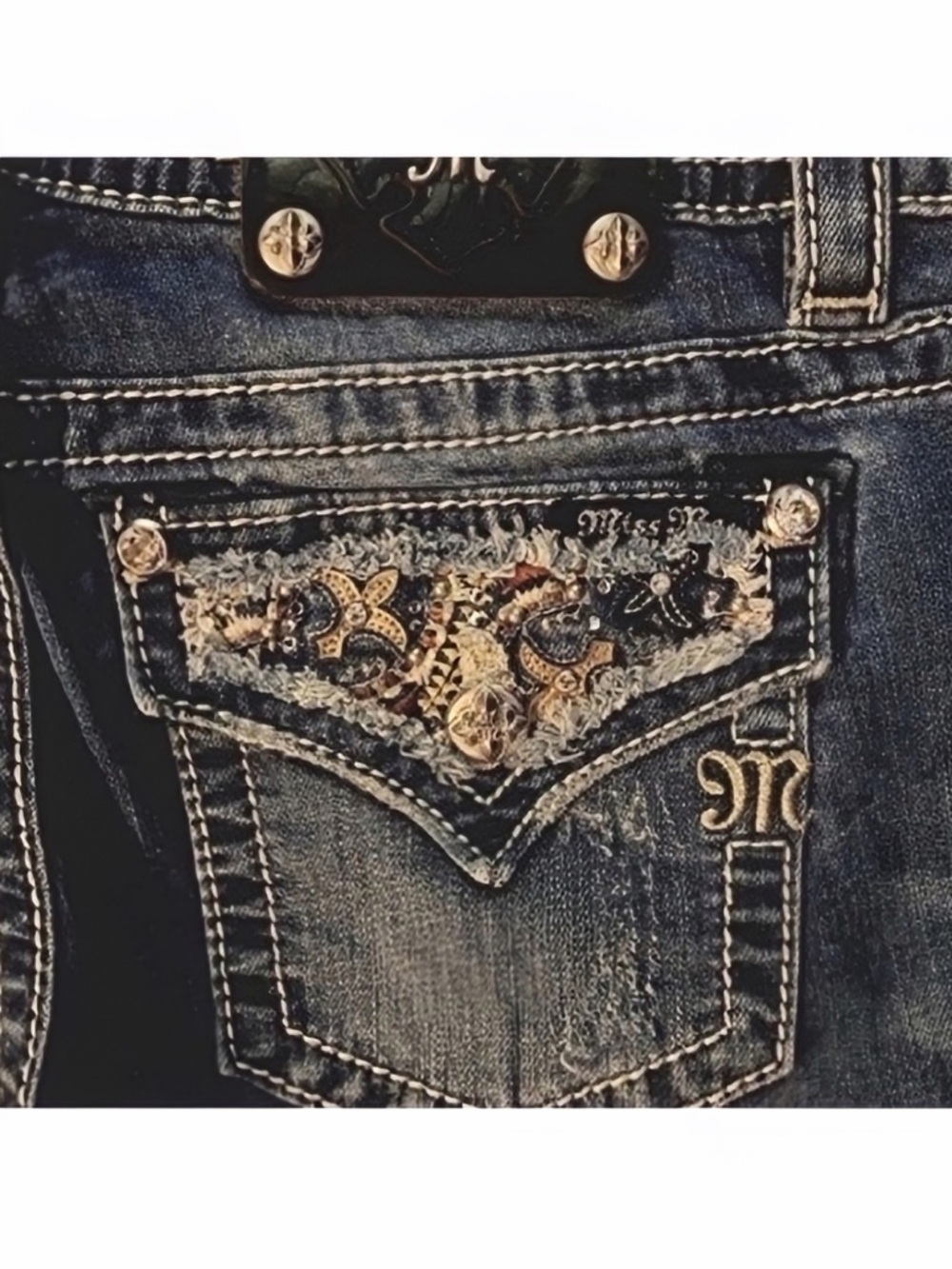Gorgeous Miss Me Boot Jeans With Embellished Pockets 34” Inseam